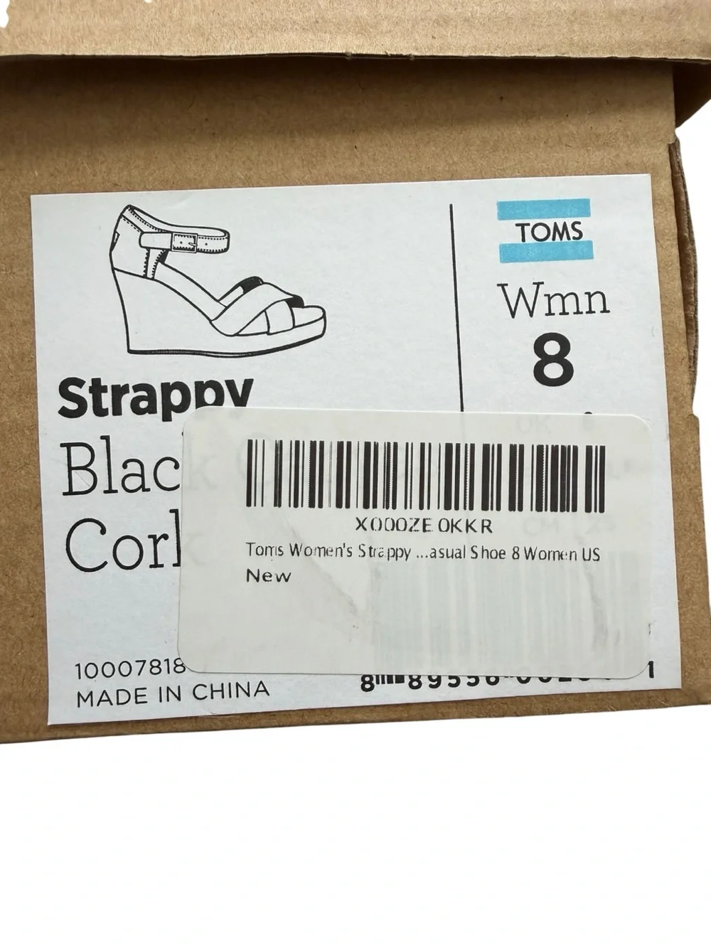 Toms Gia Platform Black Cork Wedge Sandals with Ankle Strap